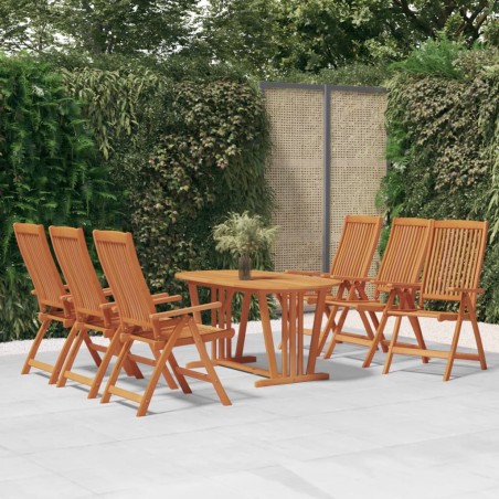 vidaXL Juego de comedor para jardín 7 pzas madera maciza de eucalipto