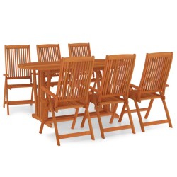 vidaXL Juego de comedor para jardín 7 pzas madera maciza de eucalipto
