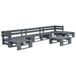 vidaXL Set de muebles de palets para jardín 6 piezas madera gris