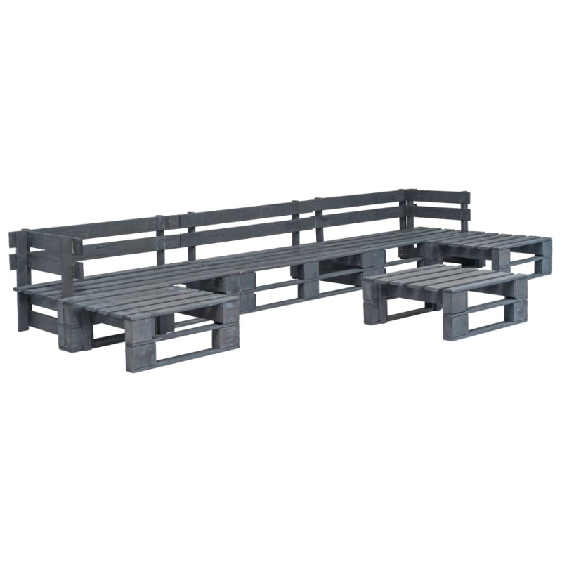 vidaXL Set de muebles de palets para jardín 6 piezas madera gris
