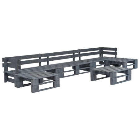 vidaXL Set de muebles de palets para jardín 6 piezas madera gris