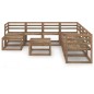 vidaXL Muebles de jardín 9 pzas cojines madera pino impregnada marrón vidaXL Muebles de jardín 9 pzas cojines madera pino impregnada marrón