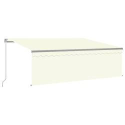 vidaXL Toldo manual retráctil con persiana y LEDs 4,5x3 m color crema