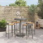vidaXL Mesa bar y taburetes jardín 5 pzas madera acacia ratán PE gris