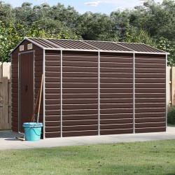 vidaXL Cobertizo de jardín acero galvanizado marrón 191x300x198 cm