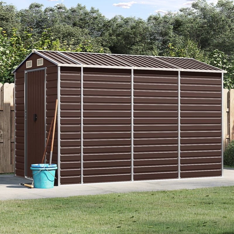 vidaXL Cobertizo de jardín acero galvanizado marrón 191x300x198 cm vidaXL Cobertizo de jardín acero galvanizado marrón 191x300x198 cm