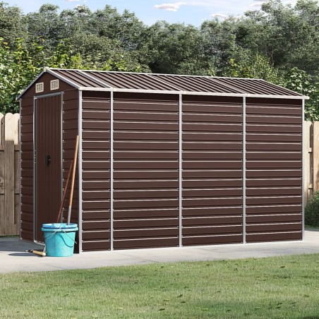 vidaXL Cobertizo de jardín acero galvanizado marrón 191x300x198 cm