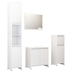 vidaXL Juego de muebles de baño 4 pzas madera ingeniería blanco brillo