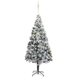 vidaXL Árbol de Navidad con luces LEDs, bolas y nieve verde 400 cm