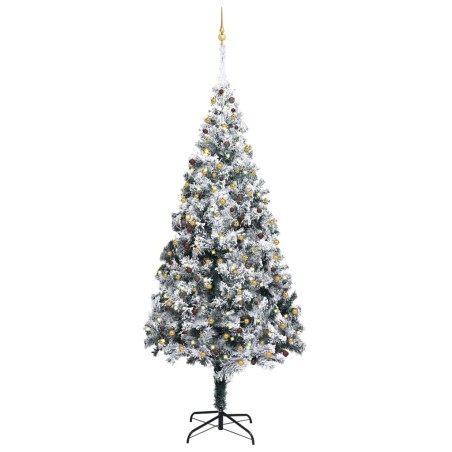 vidaXL Árbol de Navidad con luces LEDs, bolas y nieve verde 400 cm