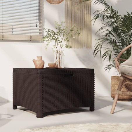 vidaXL Caja de almacenaje de jardín ratán PP marrón 60x54x41 cm