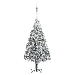 vidaXL Árbol de Navidad con luces LEDs, bolas y nieve verde 400 cm