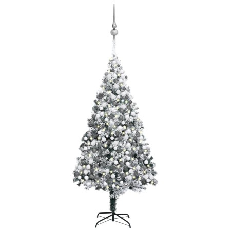 vidaXL Árbol de Navidad con luces LEDs, bolas y nieve verde 400 cm