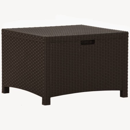 vidaXL Caja de almacenaje de jardín ratán PP marrón 60x54x41 cm