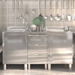vidaXL Armarios de cocina comercial 3 unidades acero inoxidable 