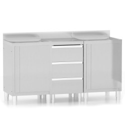 vidaXL Armarios de cocina comercial 3 unidades acero inoxidable 