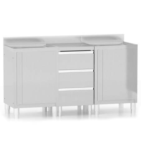 vidaXL Armarios de cocina comercial 3 unidades acero inoxidable 