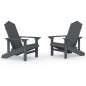 vidaXL Sillas de jardín Adirondack 2 unidades HDPE gris antracita vidaXL Sillas de jardín Adirondack 2 unidades HDPE gris antracita