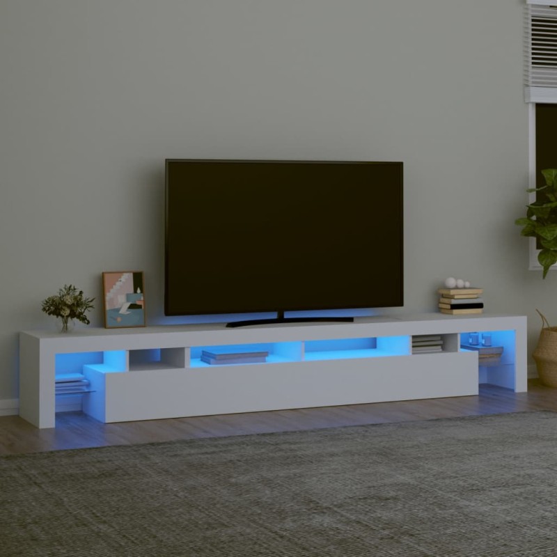 vidaXL Mueble de TV con luces LED blanco 260x36,5x40 cm vidaXL Mueble de TV con luces LED blanco 260x36,5x40 cm