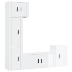 vidaXL Set de muebles de TV 5 pzas madera contrachapada blanco brillo