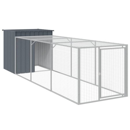 vidaXL Gallinero con corral acero galvanizado gris 110x405x110 cm