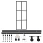 vidaXL Puerta corredera con herrajes ESG vidrio y aluminio 76x205 cm vidaXL Puerta corredera con herrajes ESG vidrio y aluminio 76x205 cm