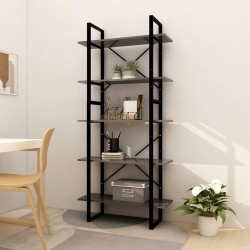 vidaXL Estantería de 5 niveles madera de ingeniería gris 80x30x175 cm
