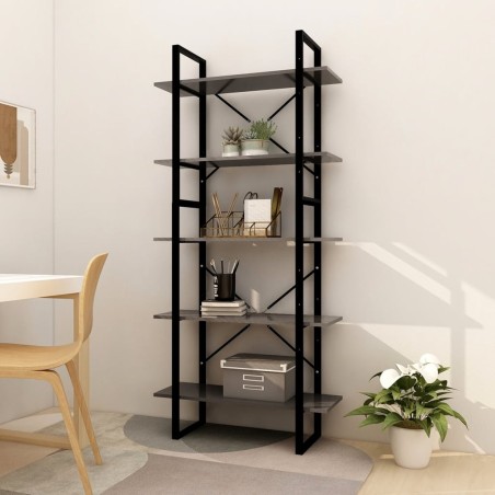 vidaXL Estantería de 5 niveles madera de ingeniería gris 80x30x175 cm