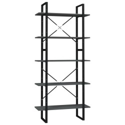 vidaXL Estantería de 5 niveles madera de ingeniería gris 80x30x175 cm