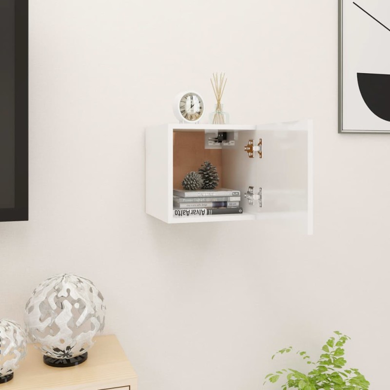 vidaXL Muebles de salón de pared blanco brillo 30,5x30x30 cm vidaXL Muebles de salón de pared blanco brillo 30,5x30x30 cm