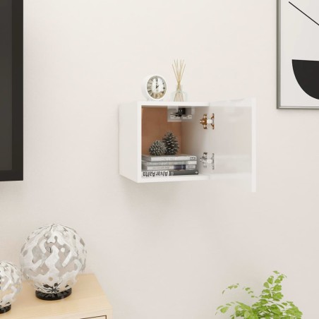 vidaXL Muebles de salón de pared blanco brillo 30,5x30x30 cm