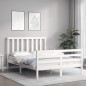vidaXL Estructura de cama con cabecero madera maciza blanco 140x200 cm
