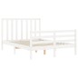 vidaXL Estructura de cama con cabecero madera maciza blanco 140x200 cm