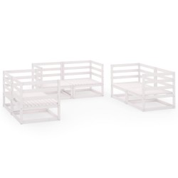 vidaXL Set de salón de jardín de 6 piezas blanco madera maciza de pino 