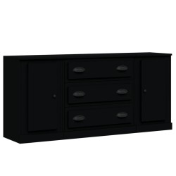 vidaXL Aparadores 3 piezas madera contrachapada negro