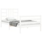 vidaXL Estructura de cama con cabecero madera maciza blanco 90x200 cm vidaXL Estructura de cama con cabecero madera maciza blanco 90x200 cm