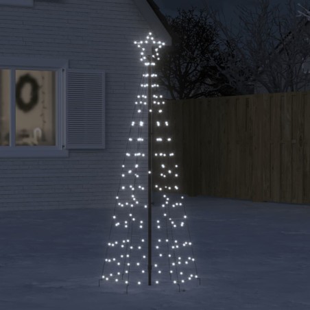 vidaXL Árbol de Navidad cono con estacas 220 LEDs blanco frío 180 cm
