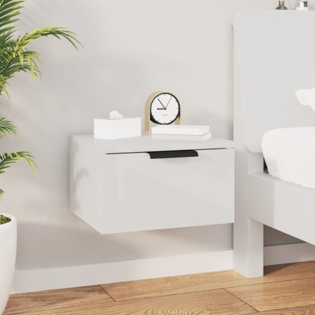 vidaXL Mesita de noche de pared blanco brillante 34x30x20 cm