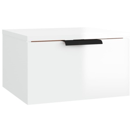 vidaXL Mesita de noche de pared blanco brillante 34x30x20 cm
