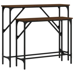 vidaXL Mesas consolas 2 unidades madera de ingeniería marrón roble