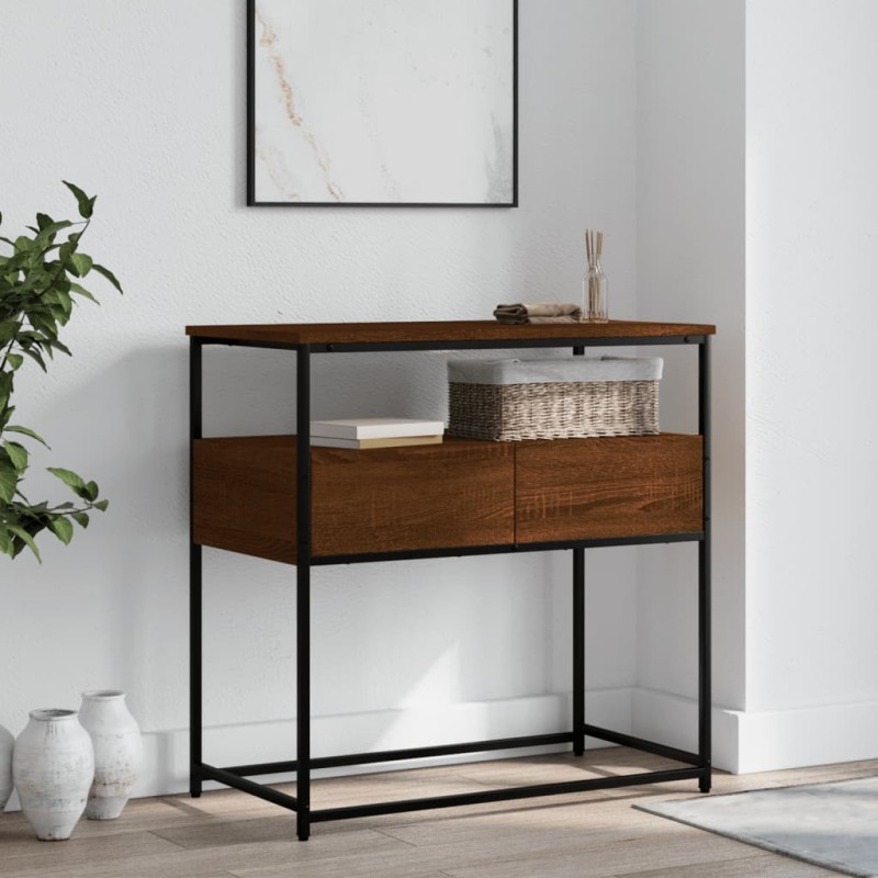 vidaXL Mesa consola madera de ingeniería marrón roble 75x40x75 cm vidaXL Mesa consola madera de ingeniería marrón roble 75x40x75 cm