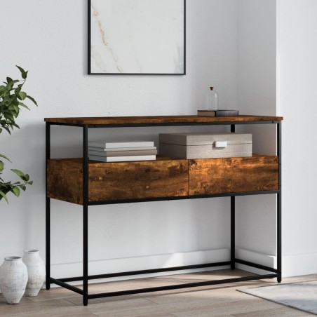vidaXL Mesa consola madera de ingeniería roble ahumado 100x40x75 cm