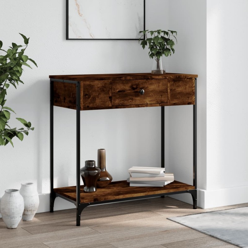 vidaXL Mesa consola madera de ingeniería roble ahumado 75x34,5x75 cm vidaXL Mesa consola madera de ingeniería roble ahumado 75x34,5x75 cm