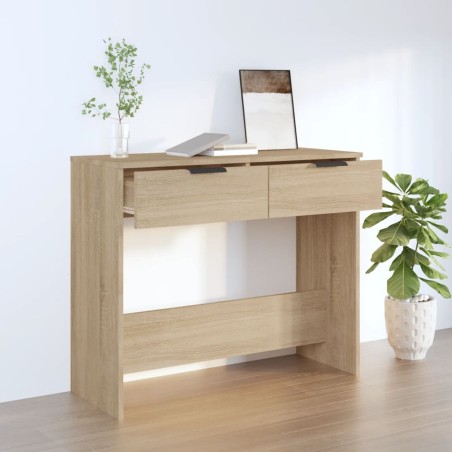 vidaXL Mesa consola de madera contrachapada roble Sonoma 90x36x75 cm