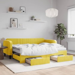 vidaXL Sofá cama nido con cajones terciopelo amarillo 90x200 cm