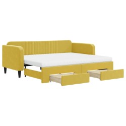 vidaXL Sofá cama nido con cajones terciopelo amarillo 90x200 cm