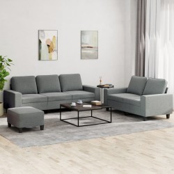 vidaXL Juego de sofás 3 piezas tela gris oscuro