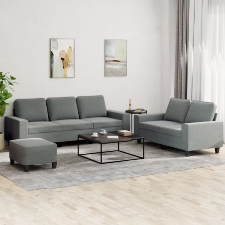 vidaXL Juego de sofás 3 piezas tela gris oscuro