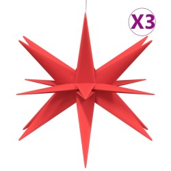 vidaXL Lámparas de Navidad LED plegables 3 unidades rojo 57 cm
