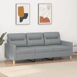 vidaXL Sofá de 3 plazas de tela gris claro 180 cm